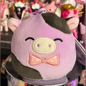 Alexie the Purple Cow with Bowtie 3.5" Easter Squishmallow Stuffed Plush Clip